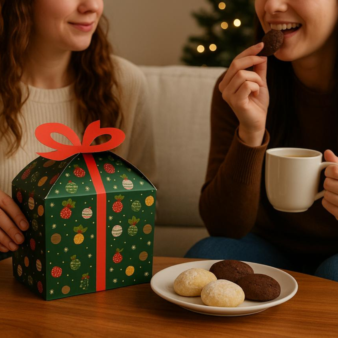 Cajita de regalo con 3 paquetes de galletas